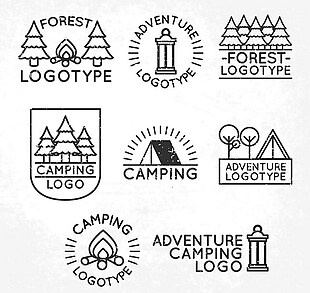 8款创意森林野营标志矢量素材
