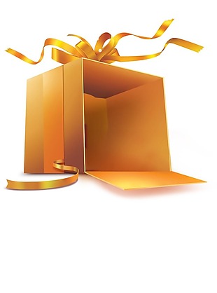 金色礼物包装盒png元素