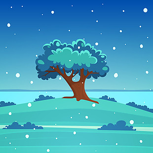 冬天里的大树插画