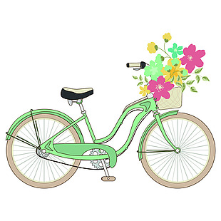 绿色浪漫脚踏车夏季小清新矢量素材