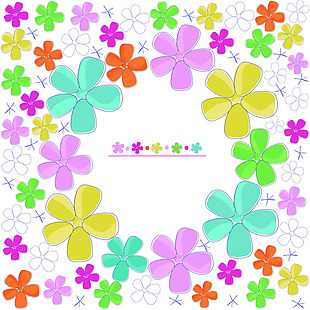 圆形花朵可爱卡通彩色小花纹理图案矢量