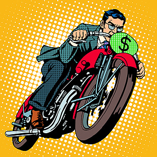 骑着车的男人海报漫画风格人物矢量素材