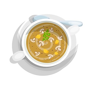 手绘菌菇汤元素