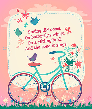 浪漫的自行车插画