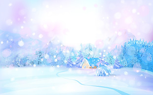 美丽的七彩雪景插画