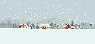 冬天下雪的乡村风景插画