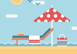 沙滩椅遮阳伞矢量素材