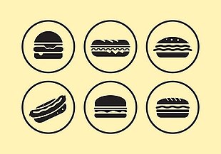 黑色汉堡图标矢量素材