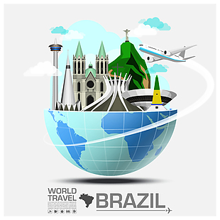 创意巴西旅行建筑插画
