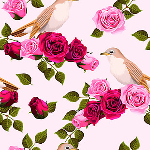 粉色系玫瑰花纹理图案矢量背景