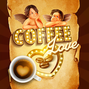天使与咖啡宣传海报EPS矢量素材