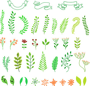 多种植物矢量卡通装饰元素
