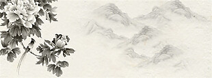 中国风水墨树枝背景图