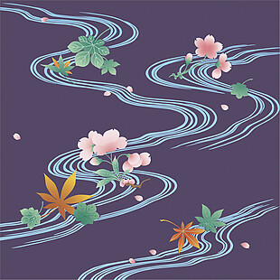 彩色河流花朵装饰图