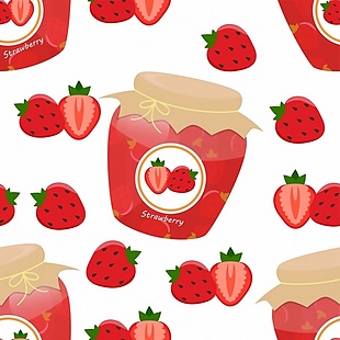 草莓水果罐素材