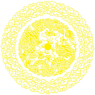 手绘黄色花纹圆形元素
