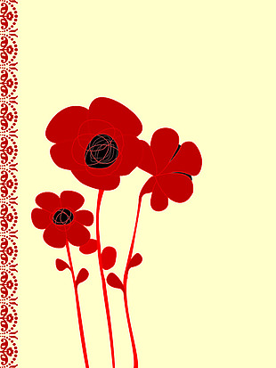 红色花朵元素背景