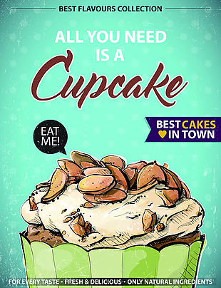 杯子蛋糕美食甜品海报矢量素材