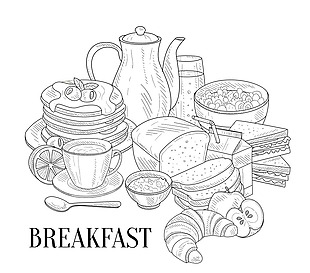营养美味手绘早餐插画