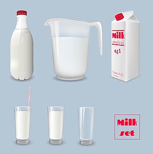 早餐营养牛奶元素插画