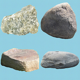 四块真实石头免抠png透明图层素材