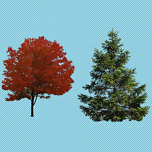 红色大树免抠png透明图层素材
