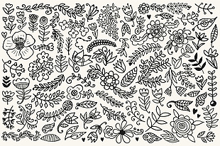 手绘植物花卉树叶装饰矢量元素