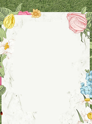手绘花朵边框H5背景素材