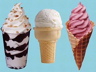 三个漂亮冰淇淋免抠png透明图层素材