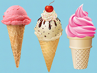 三个圆筒冰淇淋免抠png透明图层素材