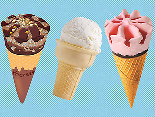 三种冰淇淋免抠png透明图层素材