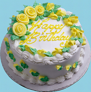 黄色花朵蛋糕免抠png透明图层素材