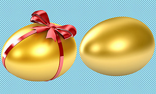 两只金色鸡蛋免抠png透明图层素材
