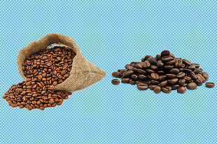 两堆咖啡豆免抠png透明图层素材