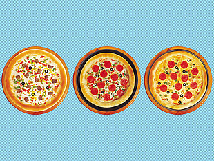 三个美味披萨免抠png透明图层素材