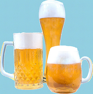 三杯啤酒免抠png透明图层素材