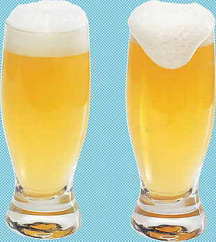两玻璃杯啤酒免抠png透明图层素材