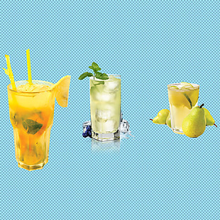 三杯柠檬饮料免抠png透明图层素材