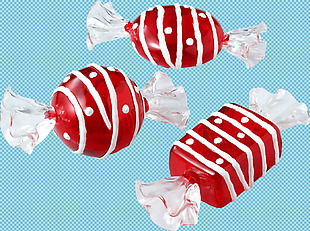 三个红色糖果免抠png透明图层素材