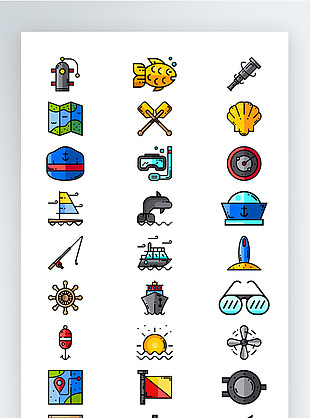 海上用具手机UI彩色拟物图标矢量AI素材icon