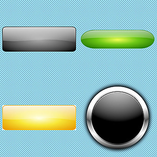 四种漂亮的按钮免抠png透明图层素材