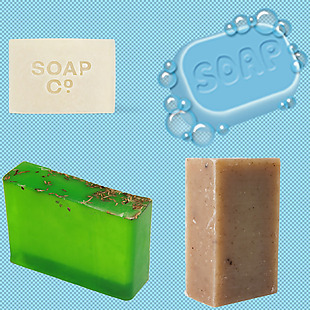四块不同风格肥皂免抠png透明图层素材