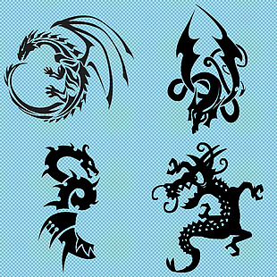 四个不同图案刺青免抠png透明图层素材