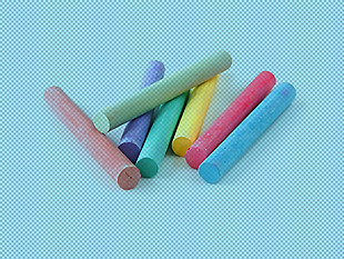 一堆彩色粉笔免抠png透明图层素材