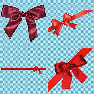 四种红色礼品绳结免抠png透明图层素材
