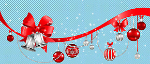 圣诞素材红飘带免抠png透明图层素材