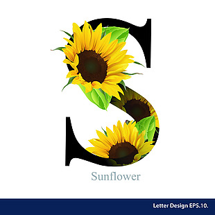 热带花卉英文字母S字体设计