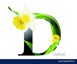 热带花卉字母字体设计