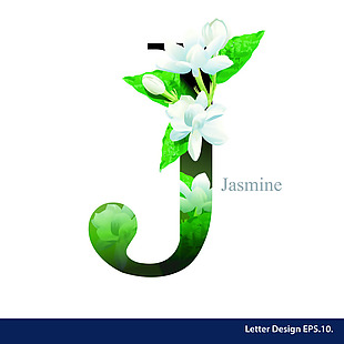 百合热带花卉英文字母字体设计