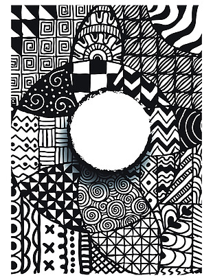 几何图形黑白创意涂鸦抽象背景